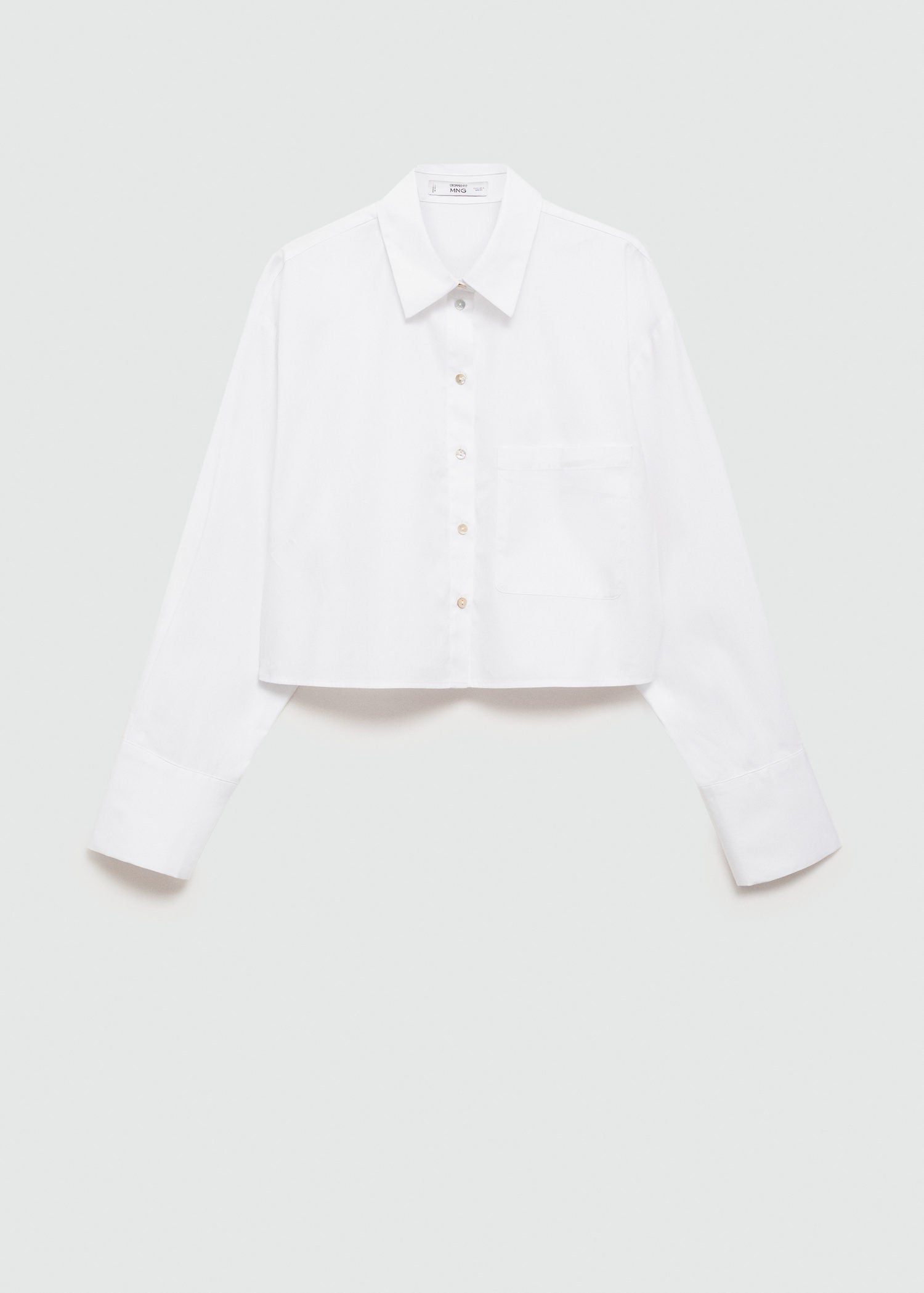 Mango Cropped shirt with pocket - Natural 6 Shaws Department Stores
