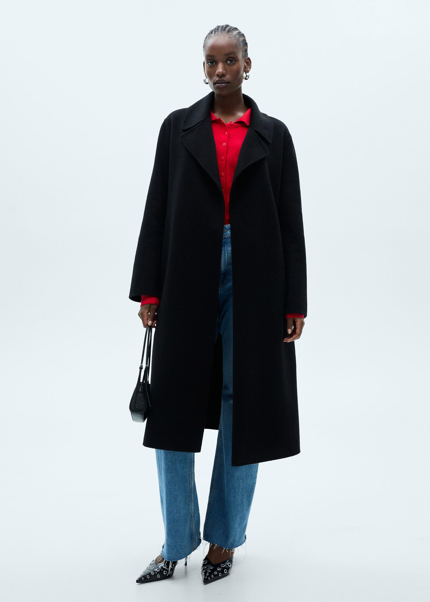 Mango Belt handmade coat - Black 1 Shaws Department Stores