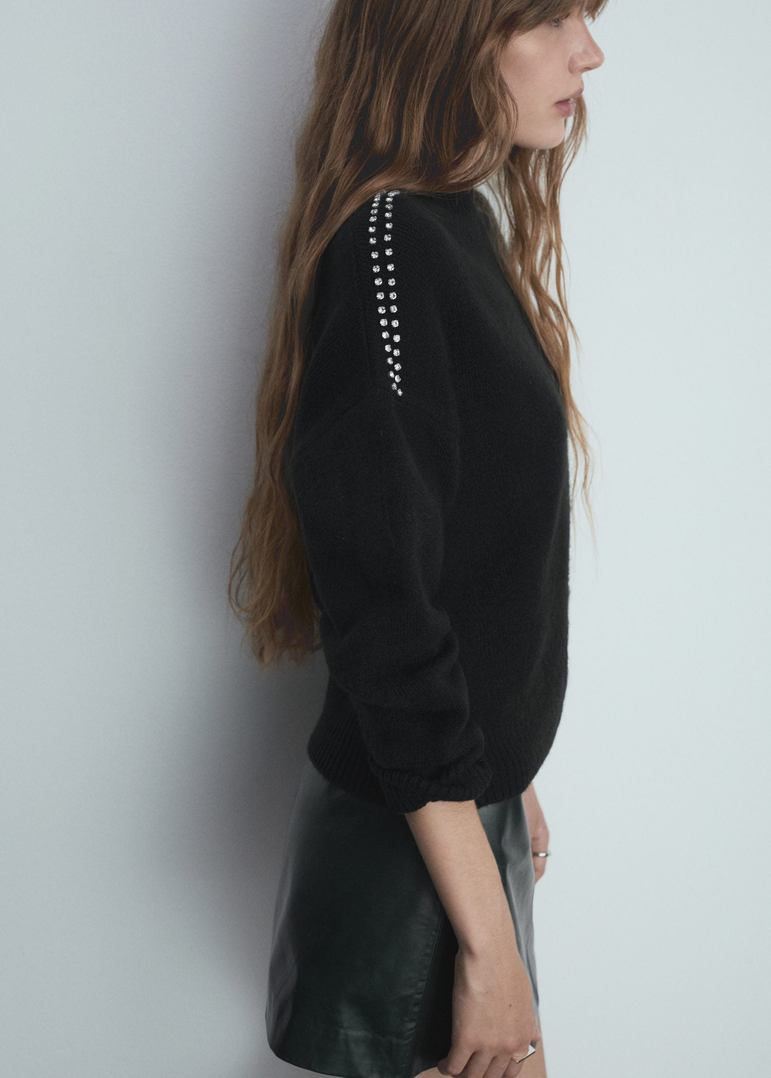 Mango Knitted sweater with glitter detail - Black 4 Shaws Department Stores