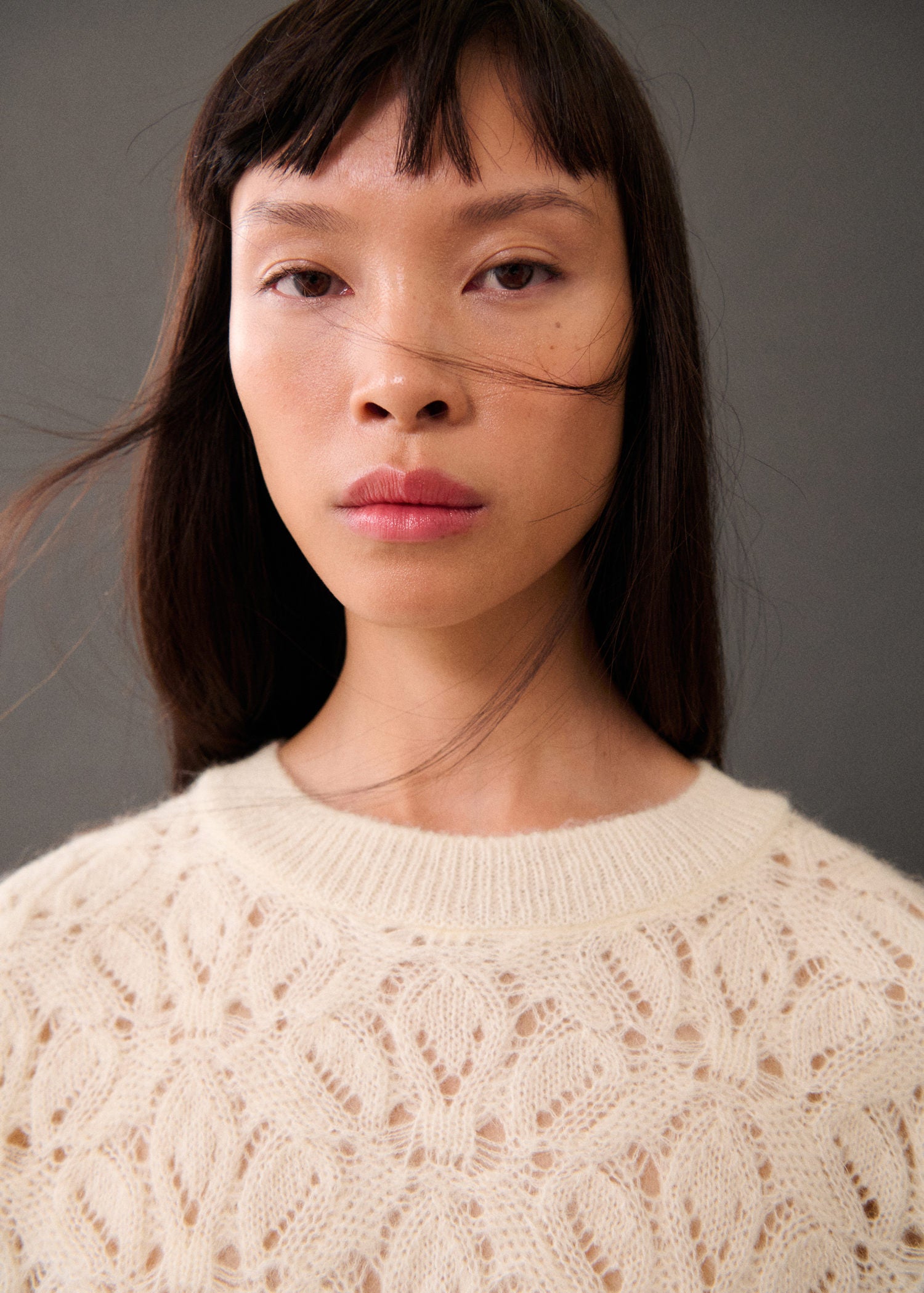 Mango Knitted sweater with openwork details - Light Beige 4 Shaws Department Stores