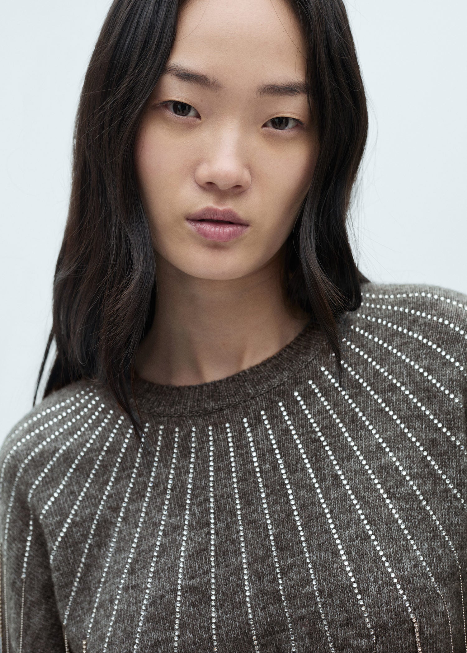 Mango Knitted sweater with glitter detail - Gray 4 Shaws Department Stores