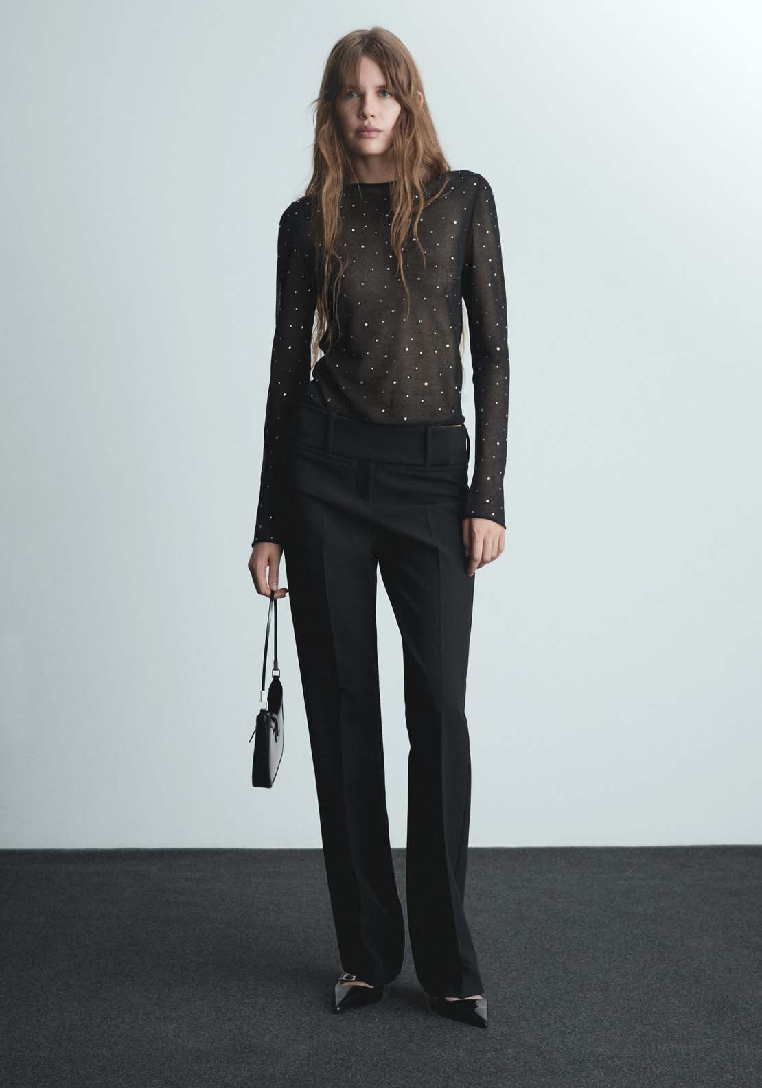 Mango Fine-knit sweater with rhinestones - Black 4 Shaws Department Stores