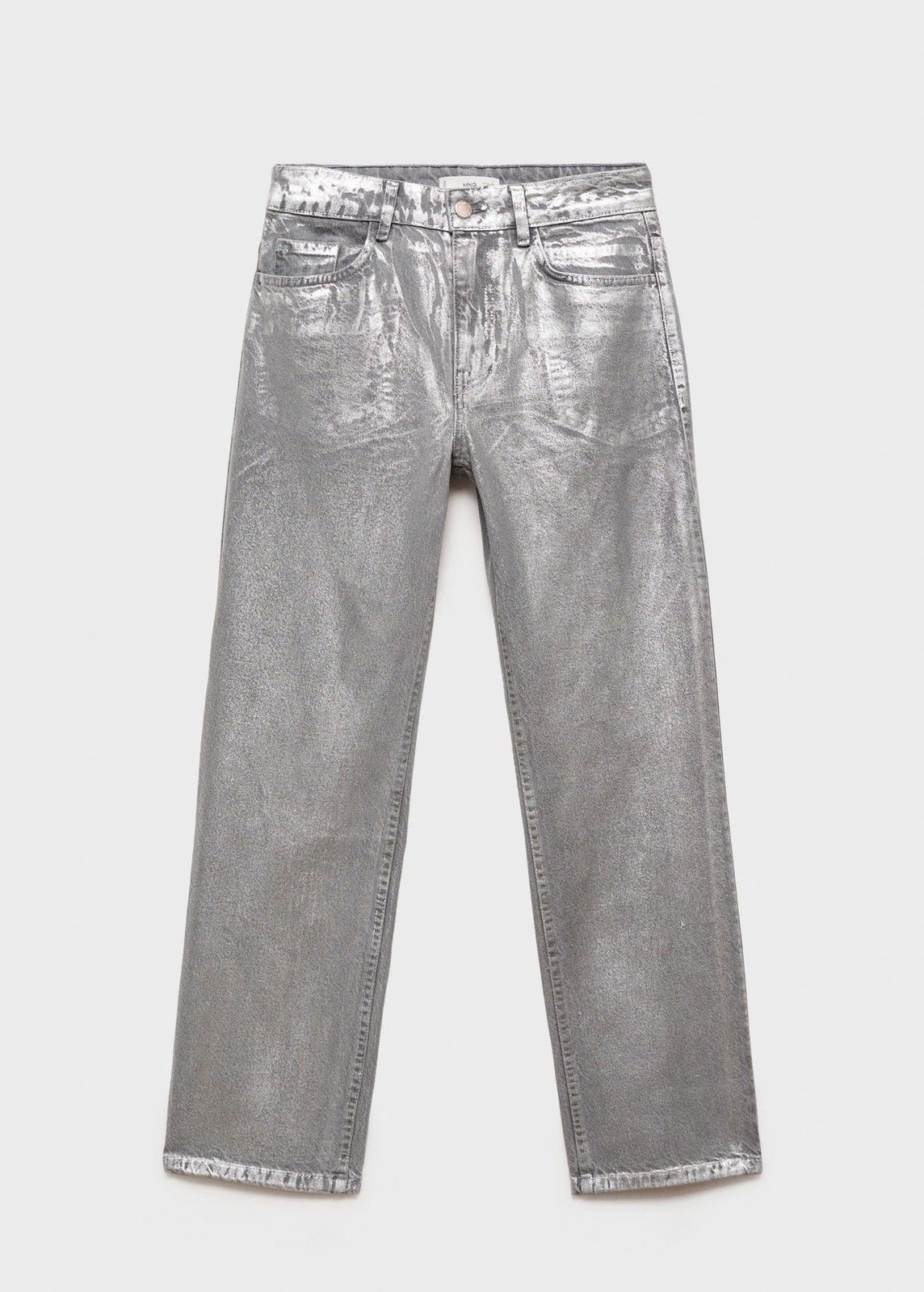 Mango Straight foil jeans - Silver 1 Shaws Department Stores