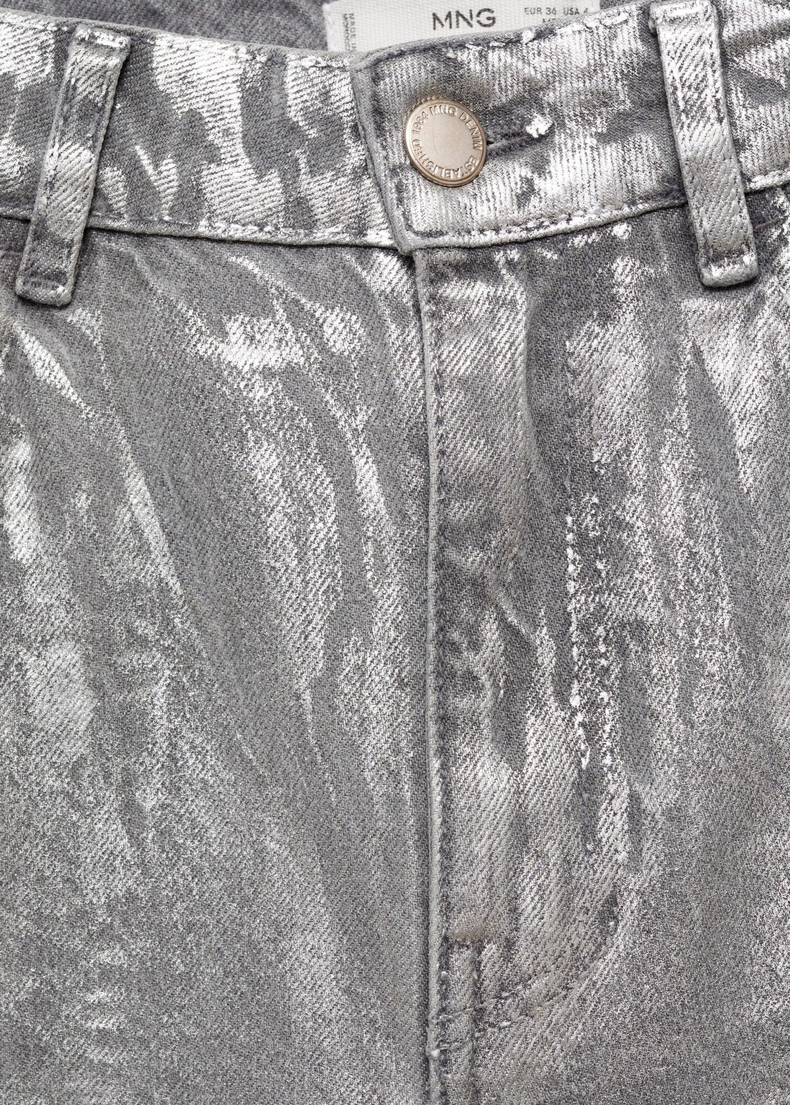 Mango Straight foil jeans - Silver 2 Shaws Department Stores