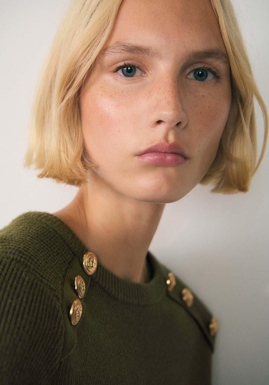 Mango Sweater with jewel buttons - Beige/khaki 4 Shaws Department Stores