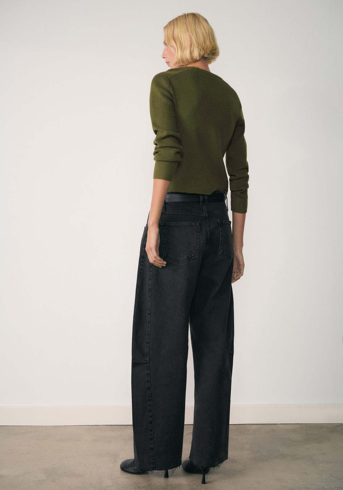 Mango Sweater with jewel buttons - Beige/khaki 3 Shaws Department Stores