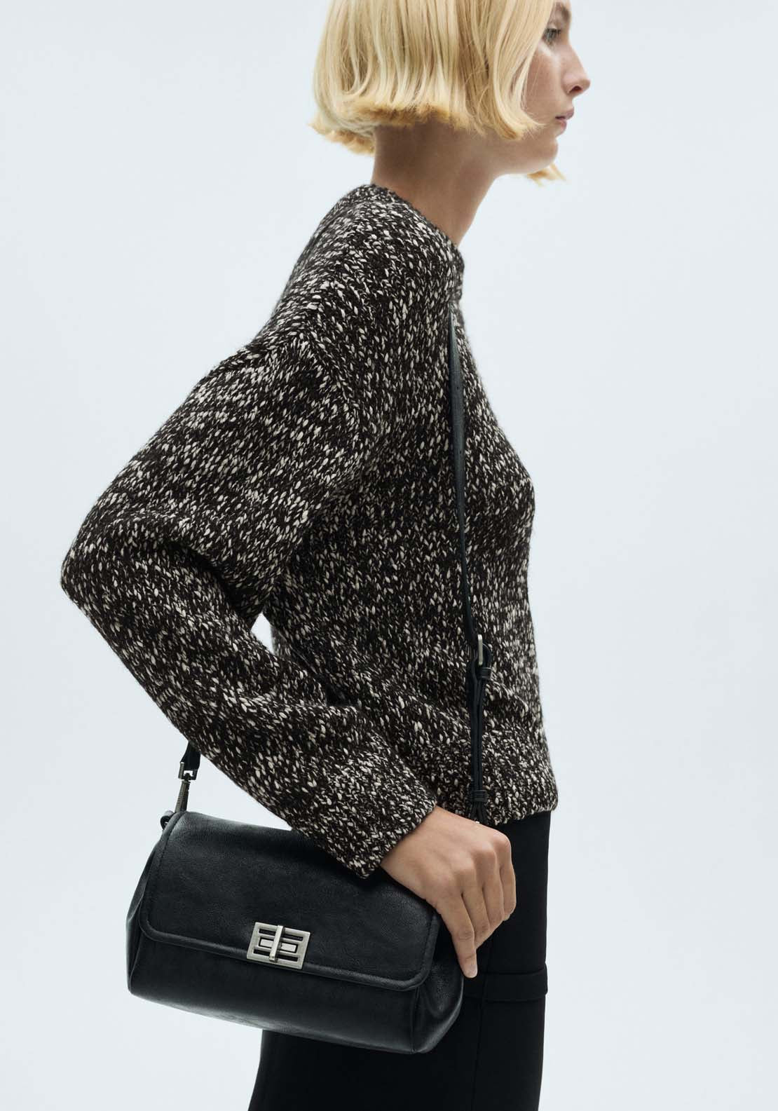 Mango Mottled round-neck sweater - Gray 2 Shaws Department Stores