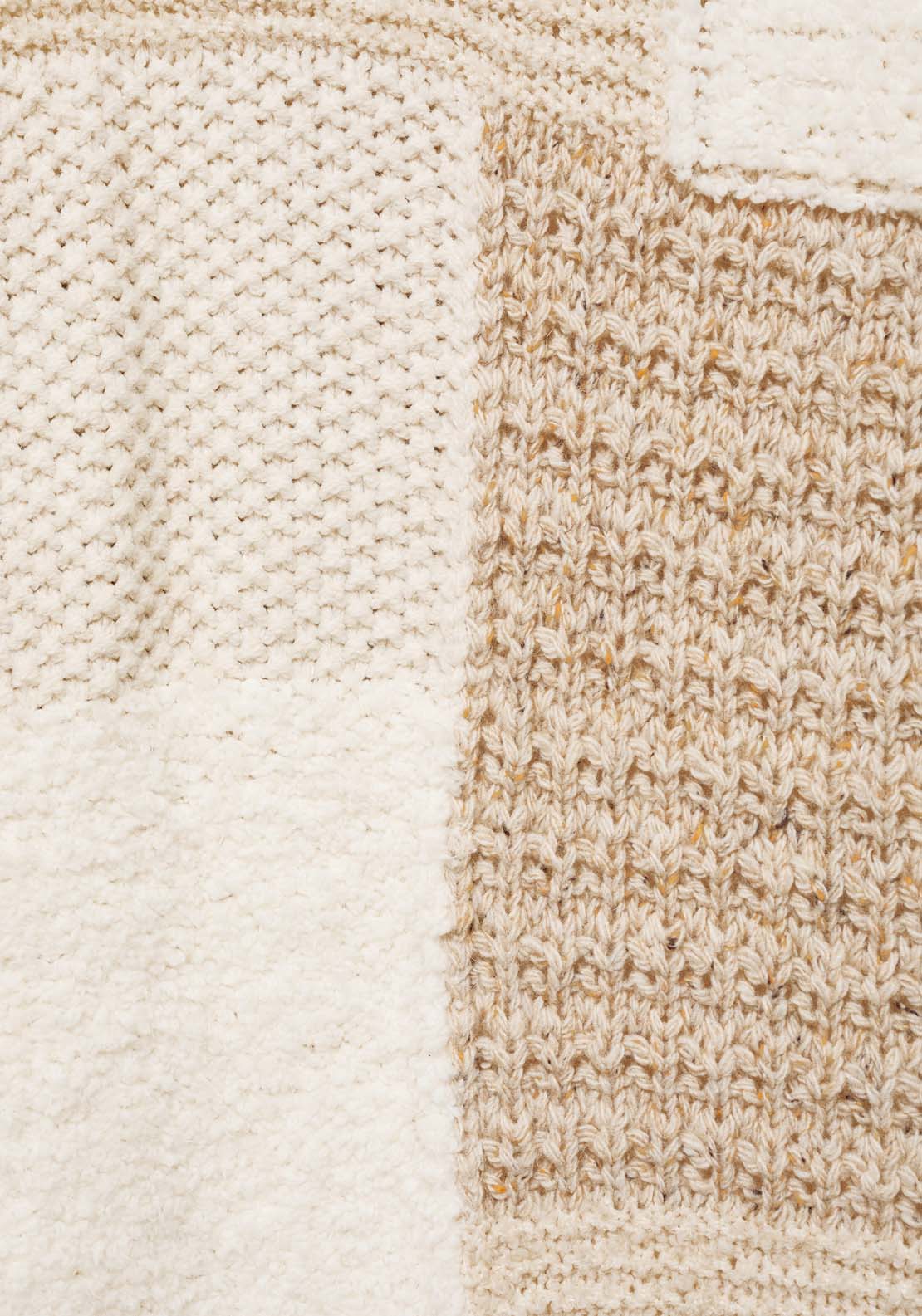 Mango Perkins-neck patchwork sweater - Light Beige 6 Shaws Department Stores