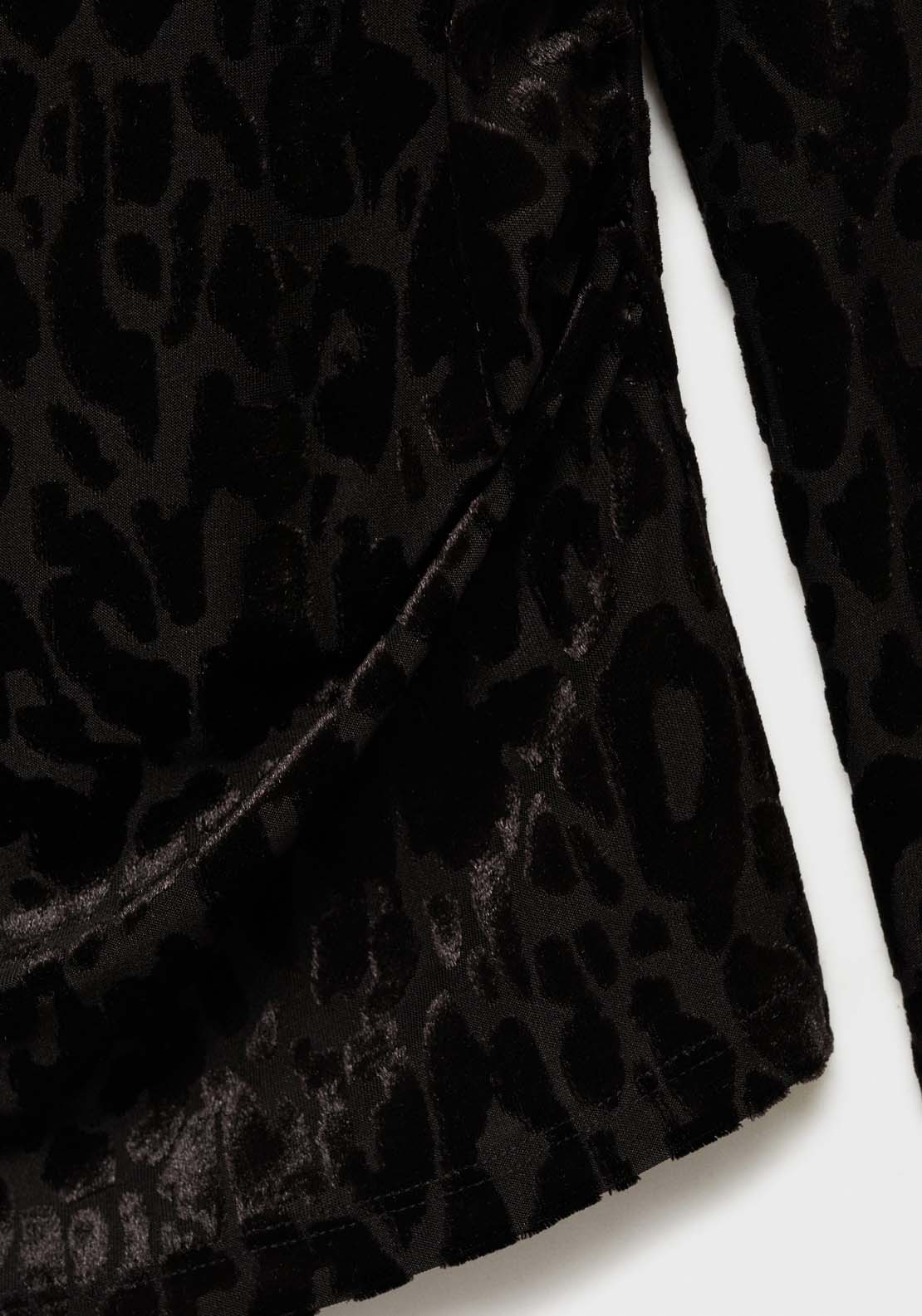 Mango Leopard long sleeve t-shirt - Black 5 Shaws Department Stores
