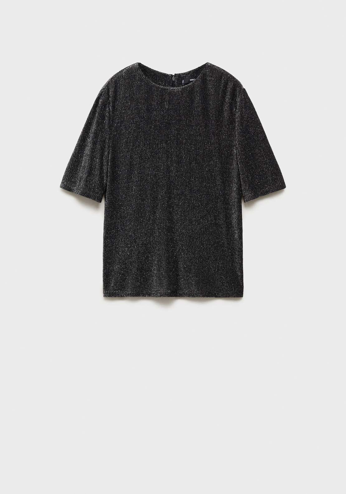 Mango Lurex short-sleeved t-shirt - Silver 7 Shaws Department Stores