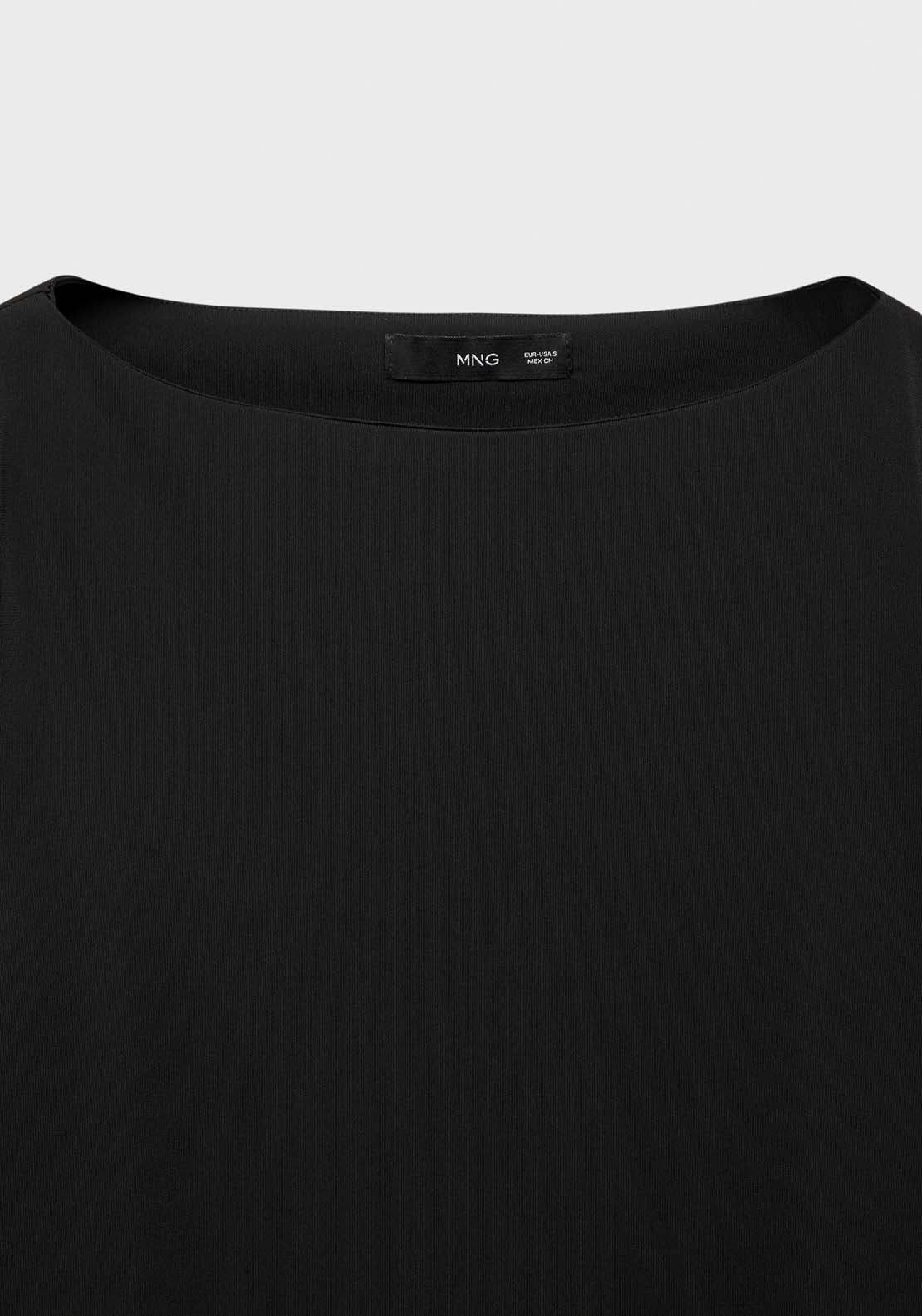 Mango T-shirt with feather cuff detail - Black 8 Shaws Department Stores