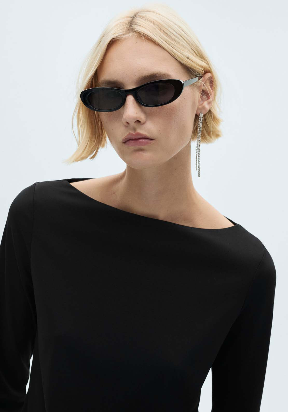 Mango T-shirt with feather cuff detail - Black 5 Shaws Department Stores