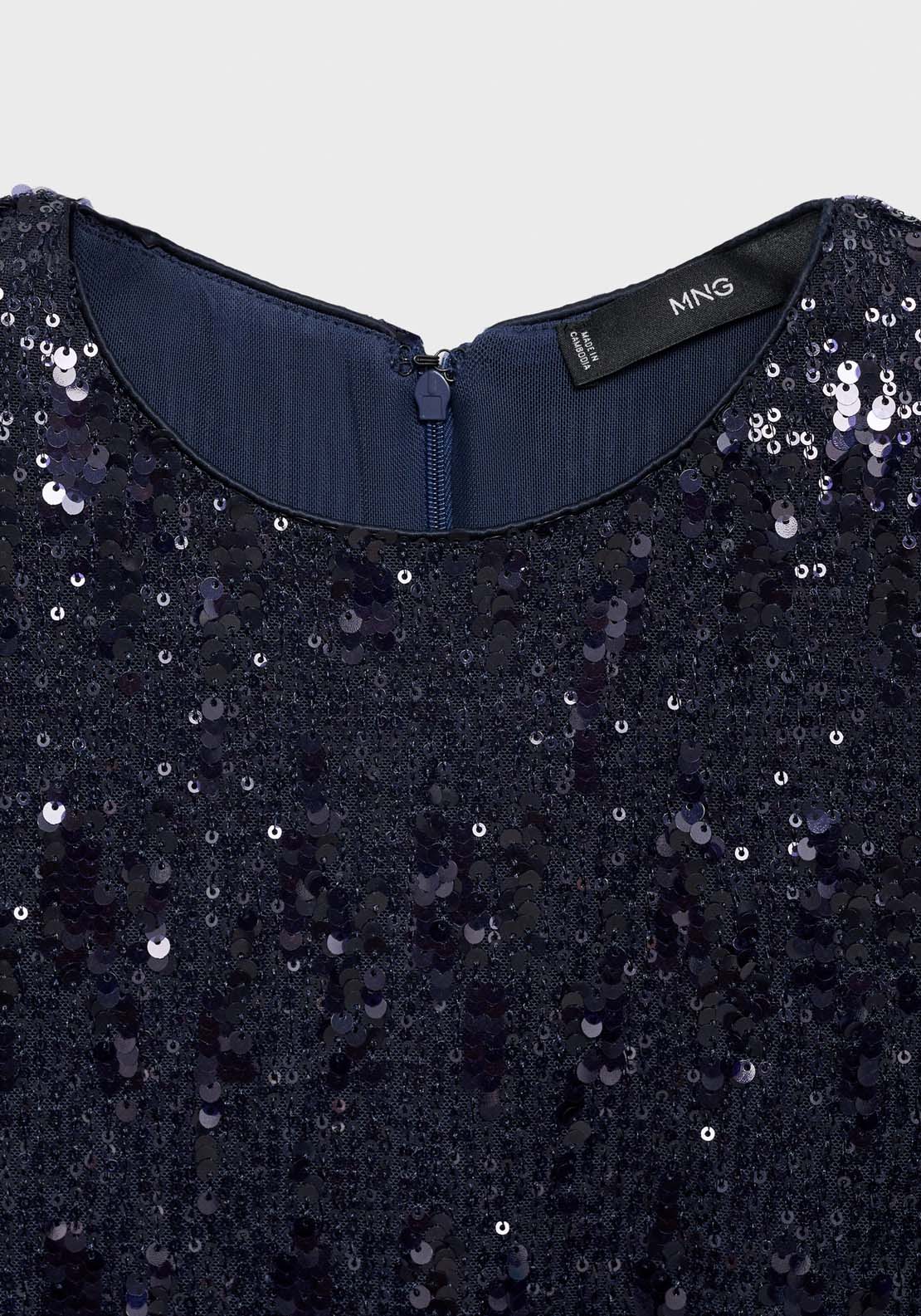Mango Long-sleeved t-shirt with sequins - Navy 7 Shaws Department Stores