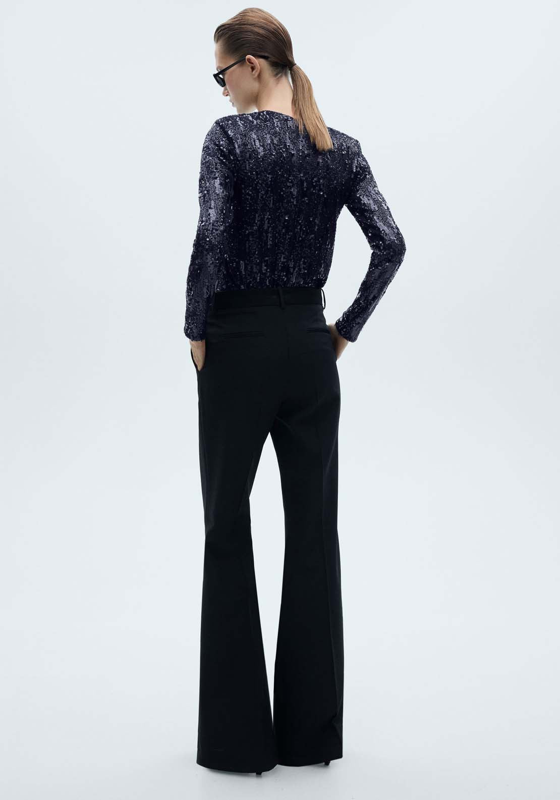Mango Long-sleeved t-shirt with sequins - Navy 5 Shaws Department Stores