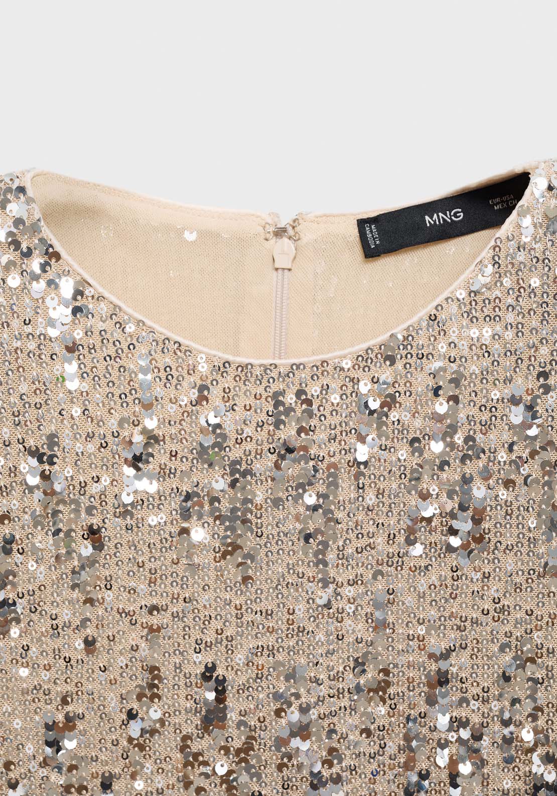 Mango Long-sleeved t-shirt with sequins - Silver 5 Shaws Department Stores