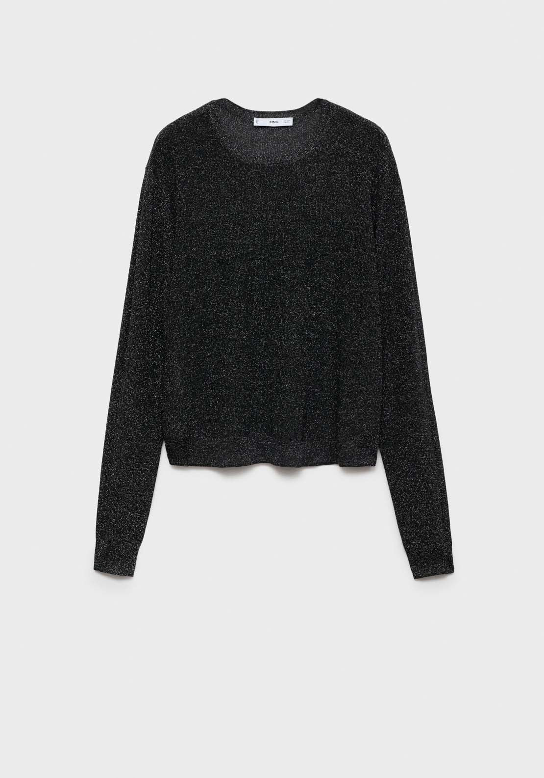 Mango Crewneck lurex sweater - Black 9 Shaws Department Stores