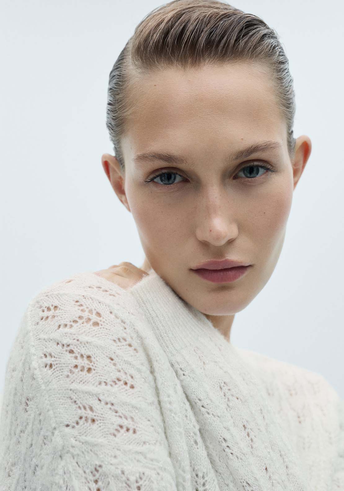 Mango Openwork sweater with lúrex details - Light Beige 4 Shaws Department Stores