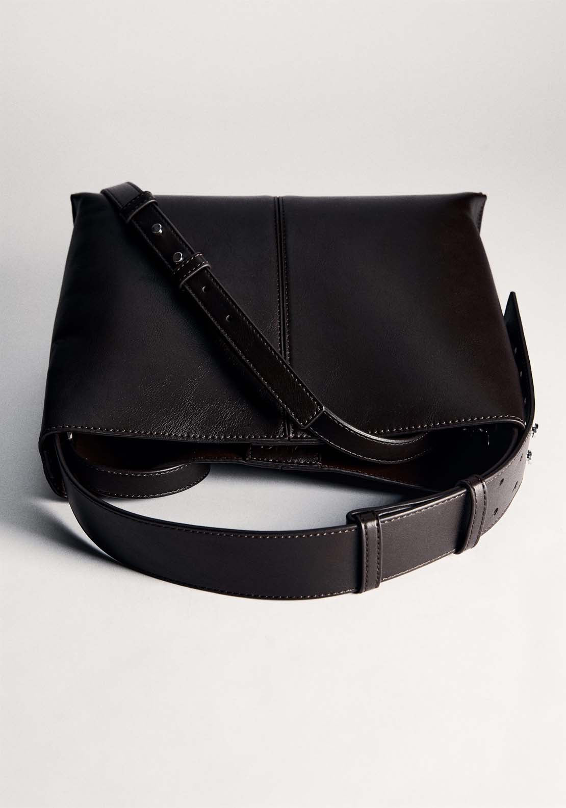 Mango Shopper shoulder bag - Dark Brown 6 Shaws Department Stores