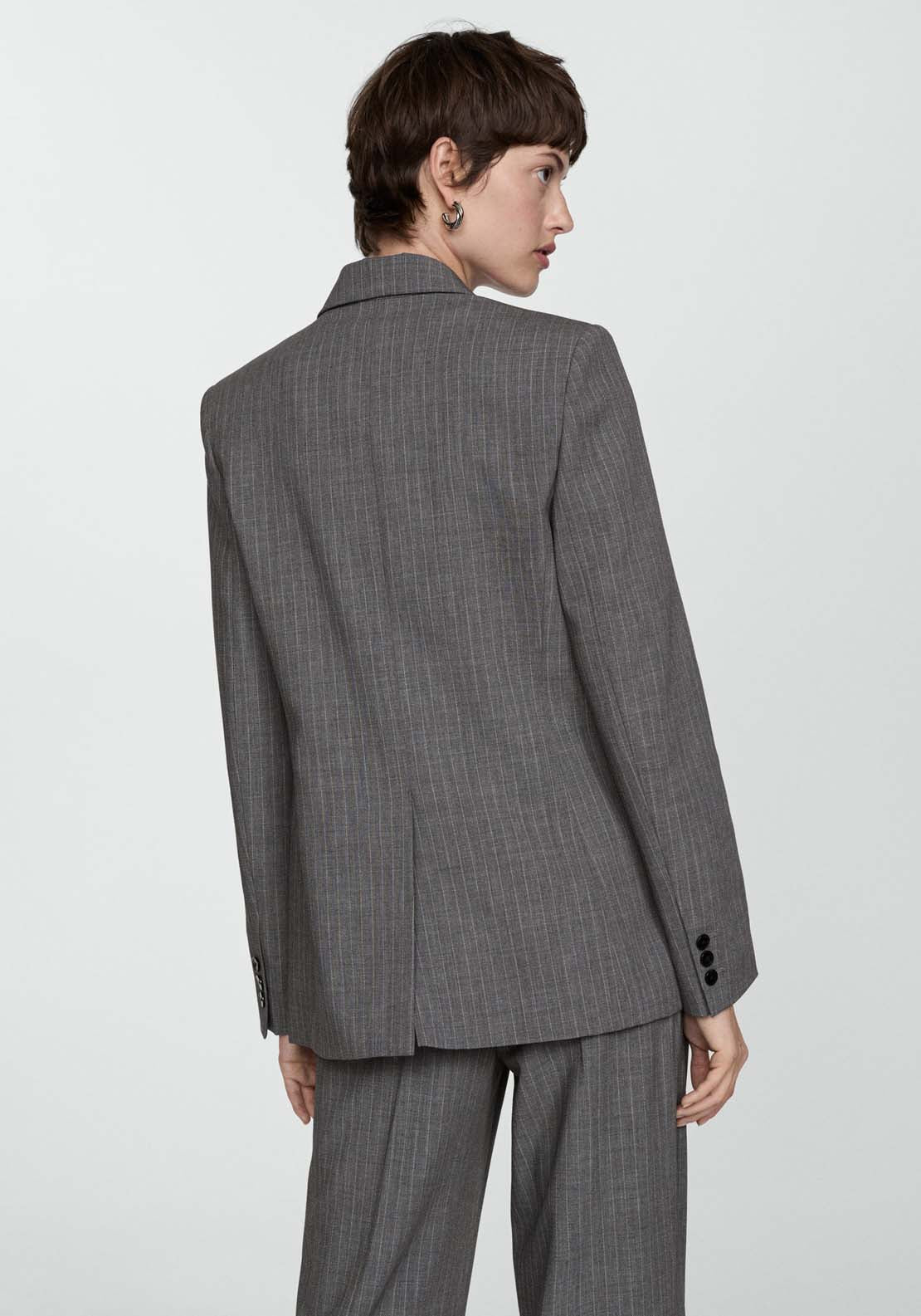 Mango Pinstripe suit blazer - Gray 3 Shaws Department Stores