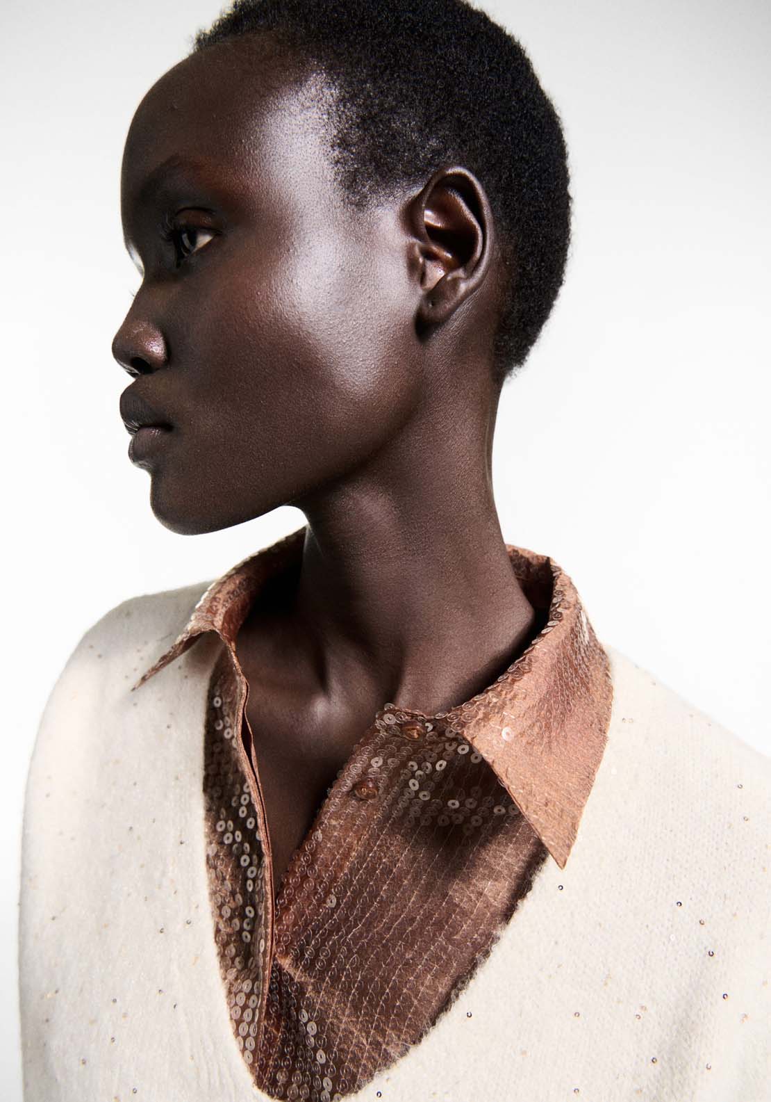 Mango V-neck sequin sweater - Gold 4 Shaws Department Stores