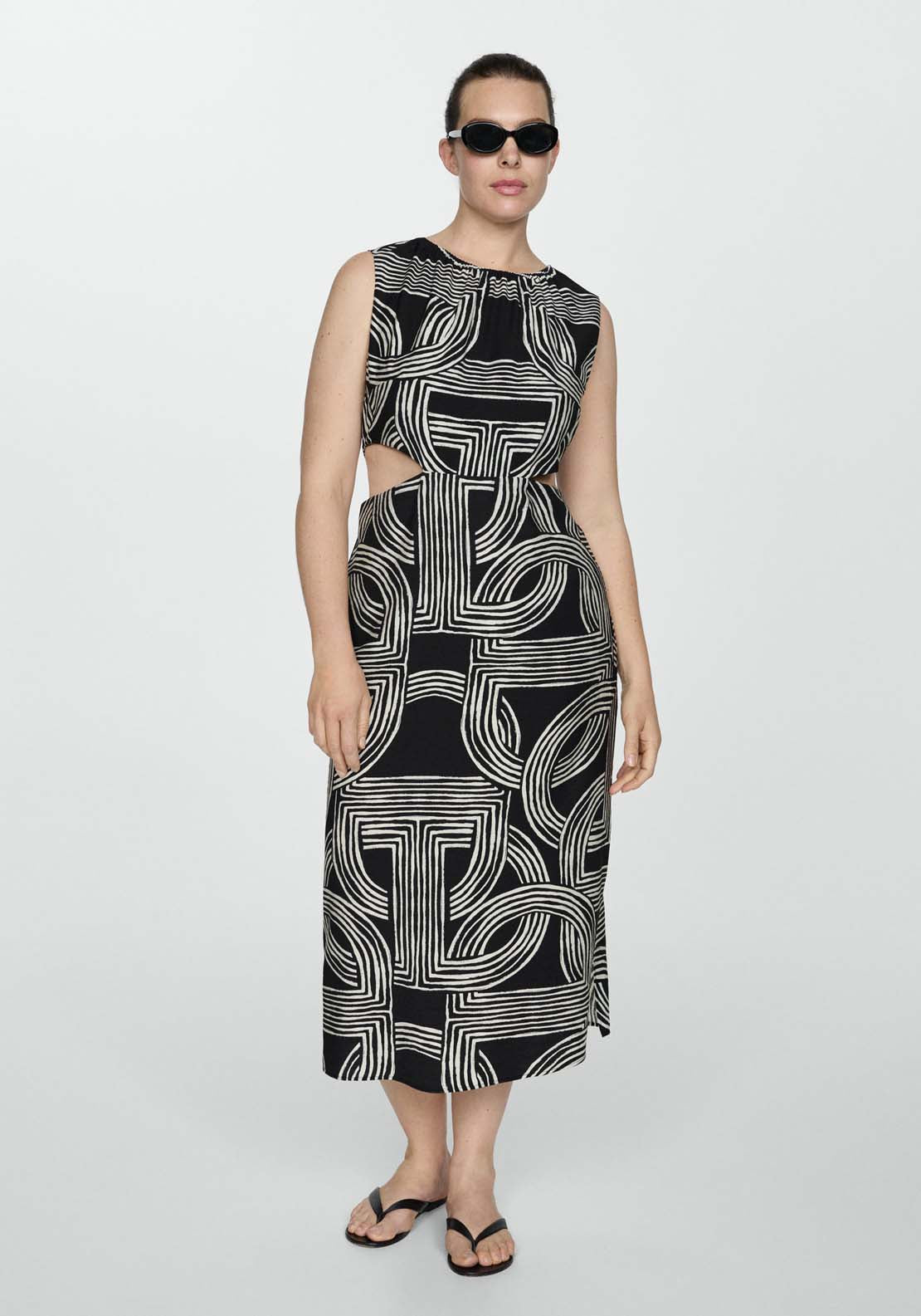 Mango Printed dress with openings 1 Shaws Department Stores