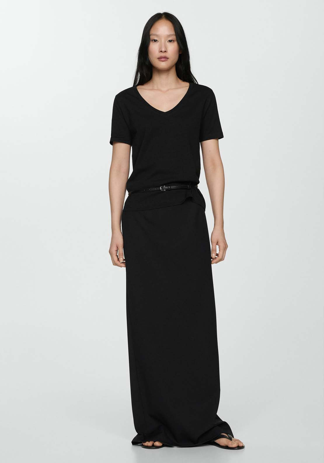 Mango Short-sleeved cotton t-shirt - Black 2 Shaws Department Stores