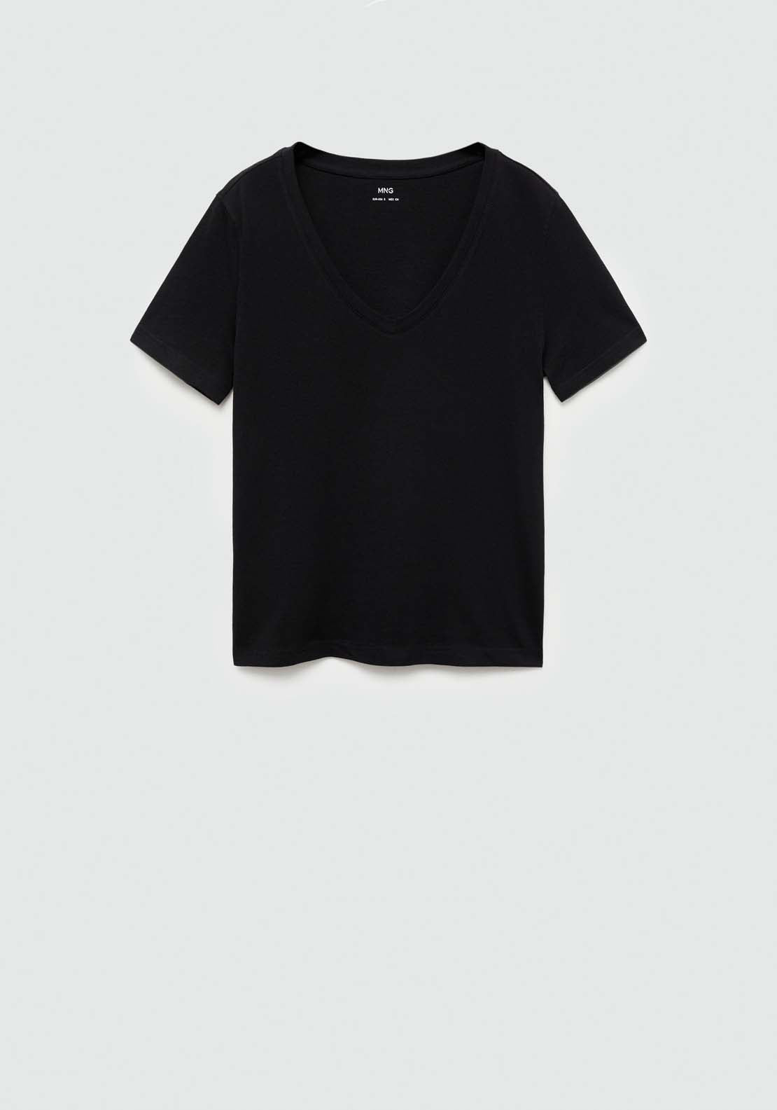 Mango Short-sleeved cotton t-shirt - Black 6 Shaws Department Stores