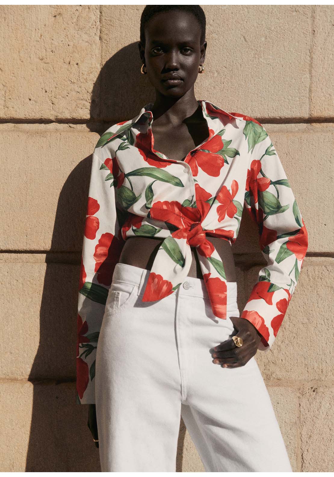 Mango Bow printed shirt - Red 1 Shaws Department Stores