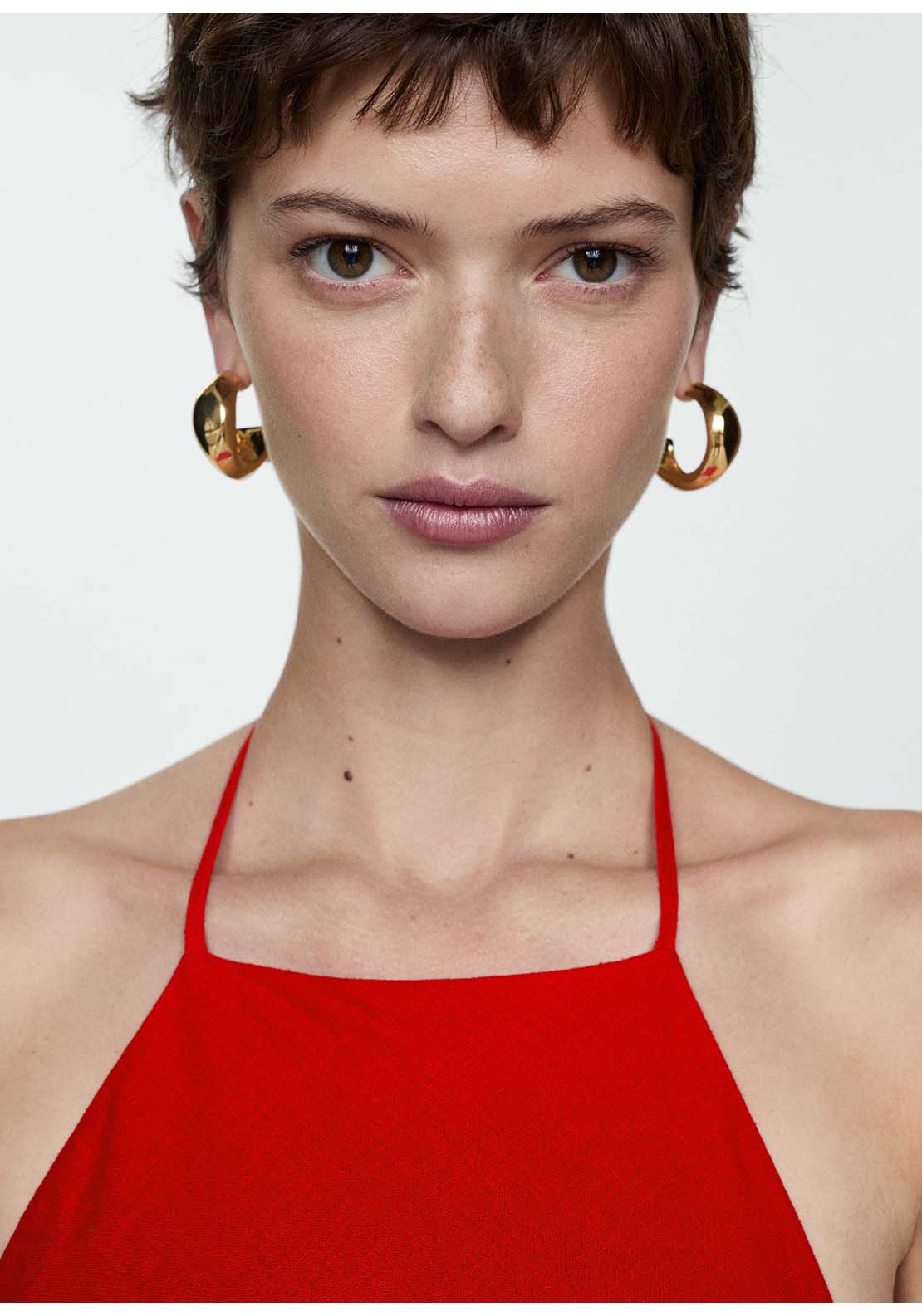 Mango Halter neck linen dress - Red 5 Shaws Department Stores