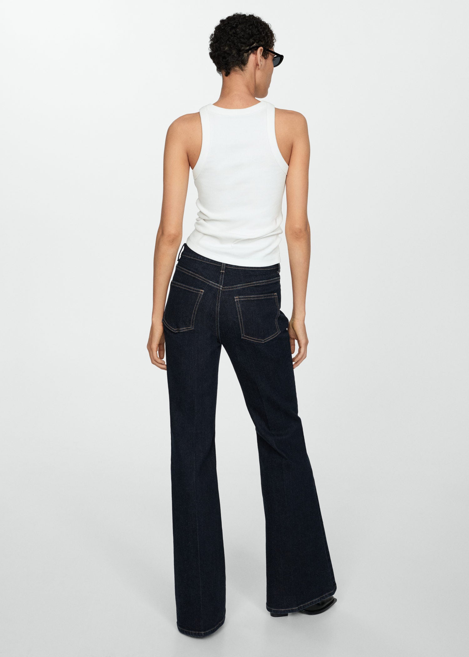 Mango Violet high-rise flared jeans - Open Blue 3 Shaws Department Stores