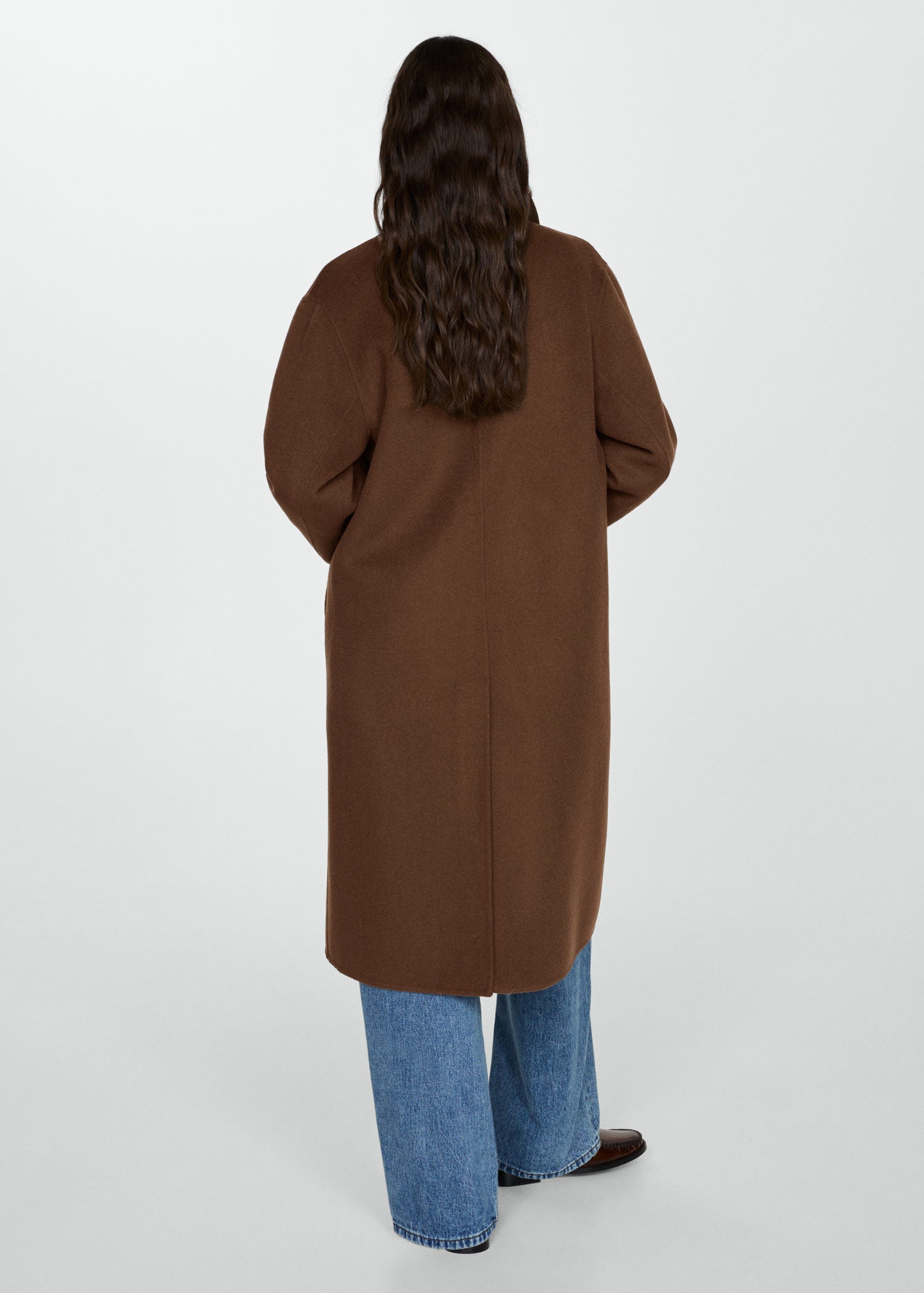 Mango Handmade oversized wool coat - Dark Brown 3 Shaws Department Stores