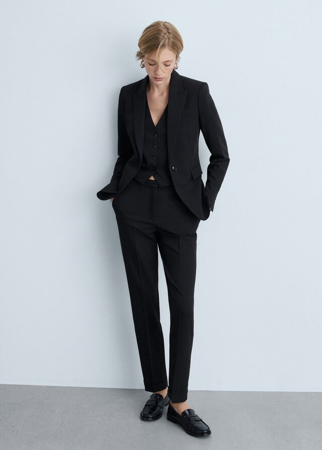 Mango Fitted suit jacket - Black 1 Shaws Department Stores