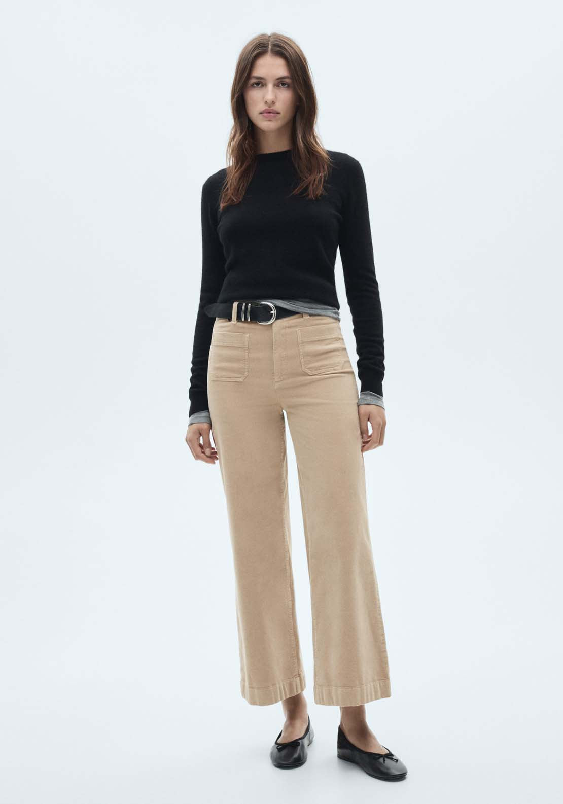 Mango Catherin culotte corduroy trousers - Light Beige 2 Shaws Department Stores
