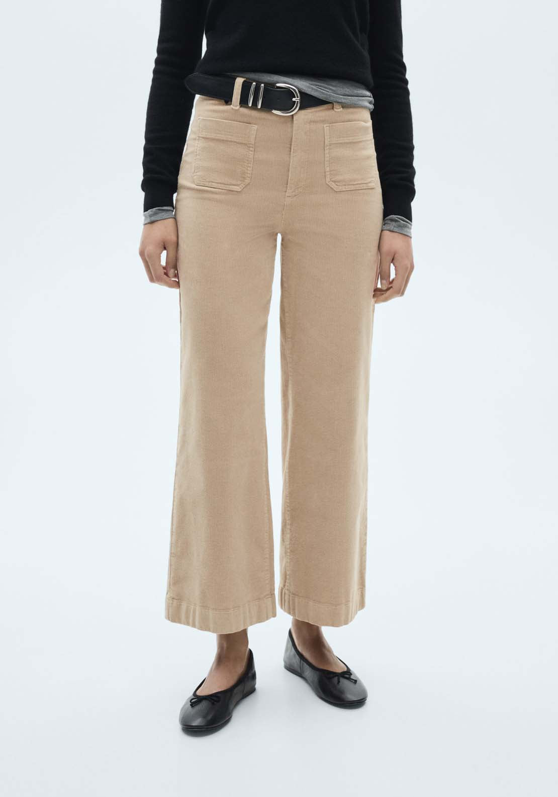Mango Catherin culotte corduroy trousers - Light Beige 1 Shaws Department Stores