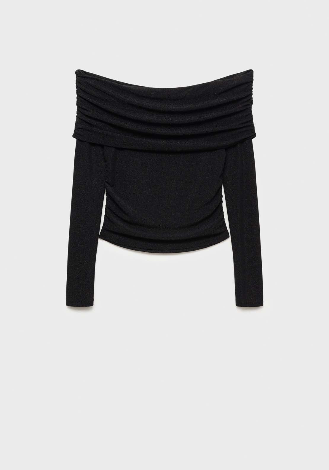 Mango Lurex off-the-shoulder top - Black 5 Shaws Department Stores