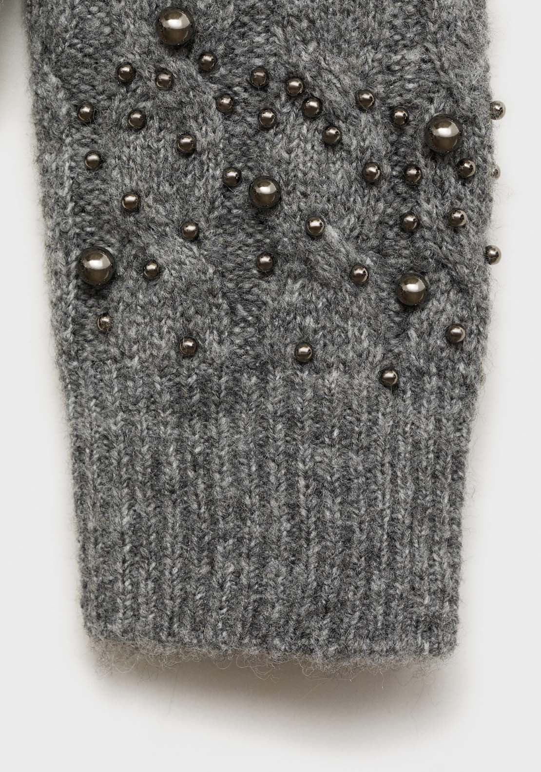 Mango Braided sweater with bead detail - Gray 5 Shaws Department Stores
