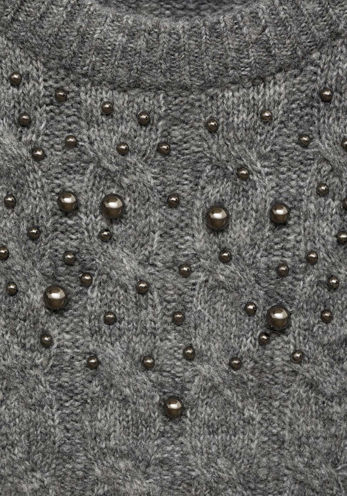 Mango Braided sweater with bead detail - Gray 6 Shaws Department Stores