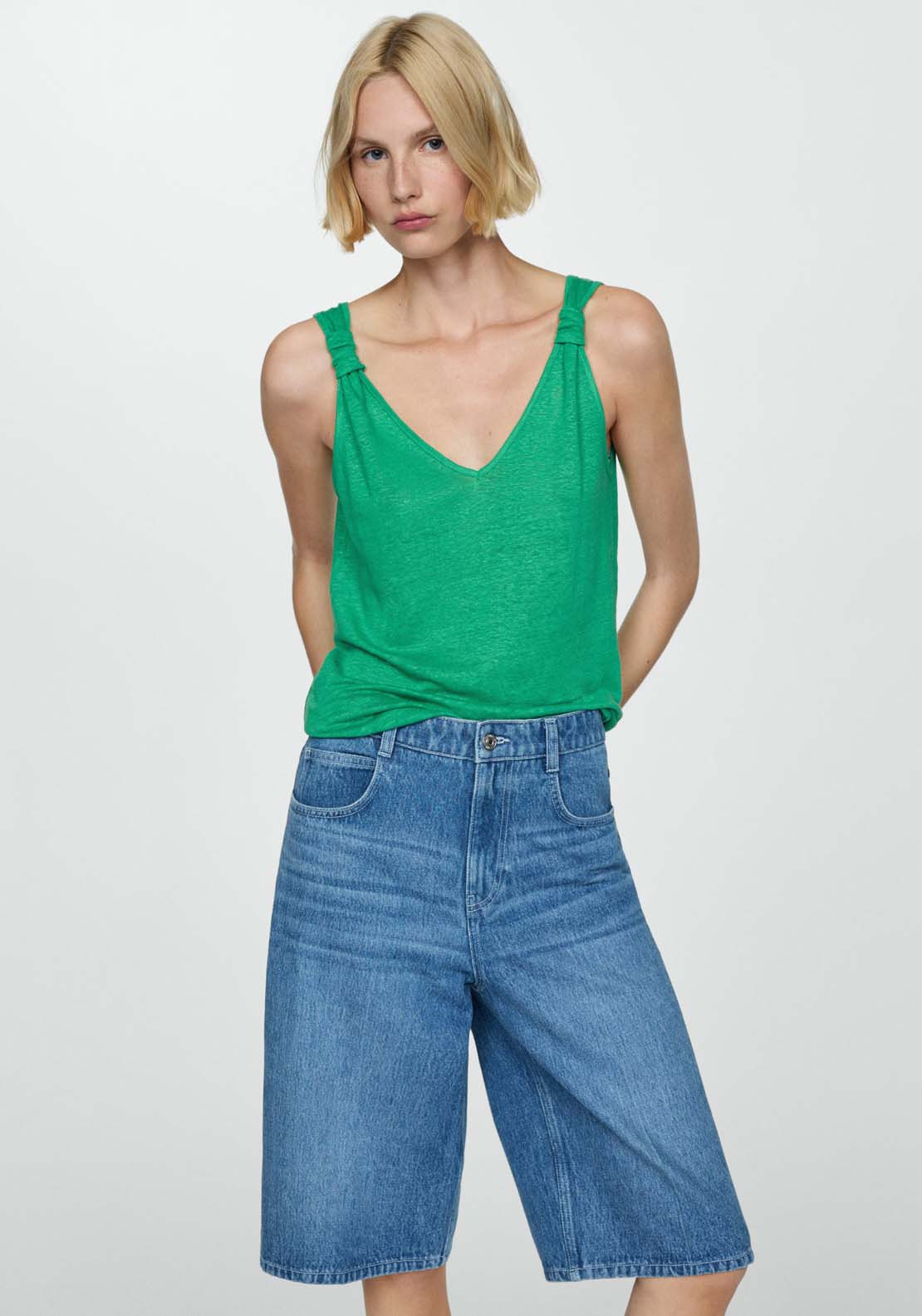 Mango Linen top with knotted straps 1 Shaws Department Stores