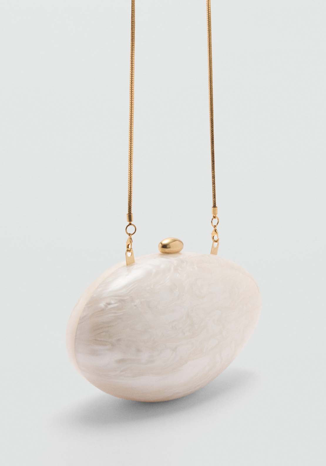Mango Pearl-effect clutch bag 1 Shaws Department Stores