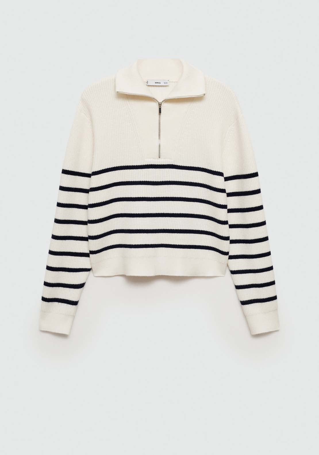 Mango Striped sweater with zip - Navy 5 Shaws Department Stores