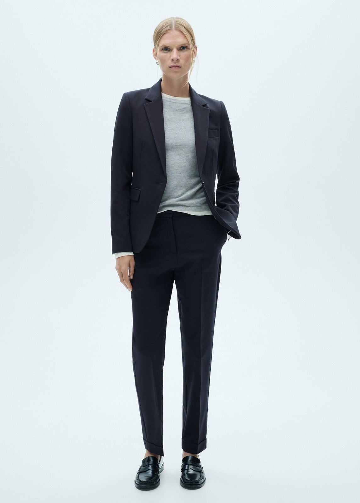 Mango Fitted suit jacket - Navy 1 Shaws Department Stores