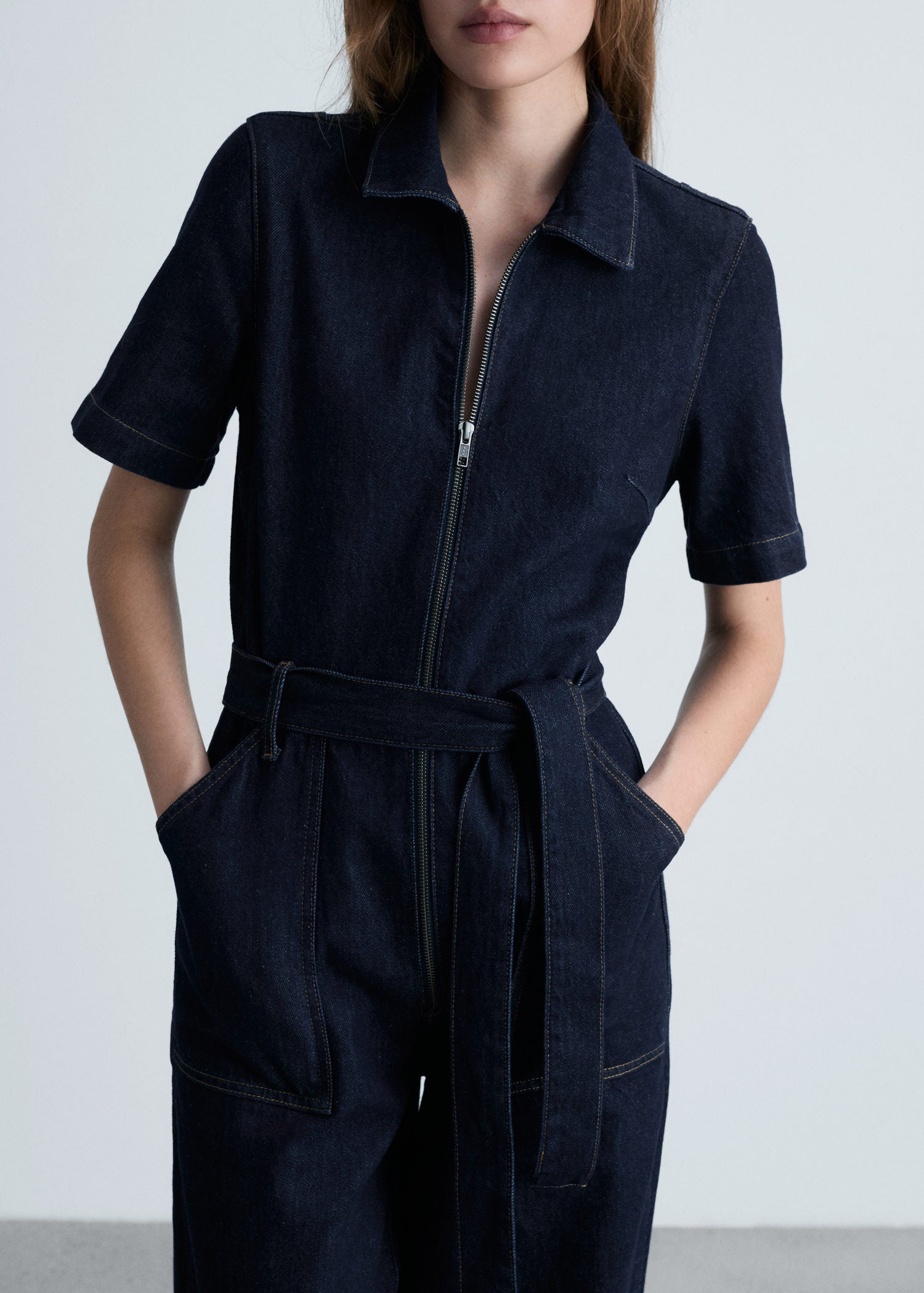 Mango Denim jumpsuit belt - Open Blue 5 Shaws Department Stores