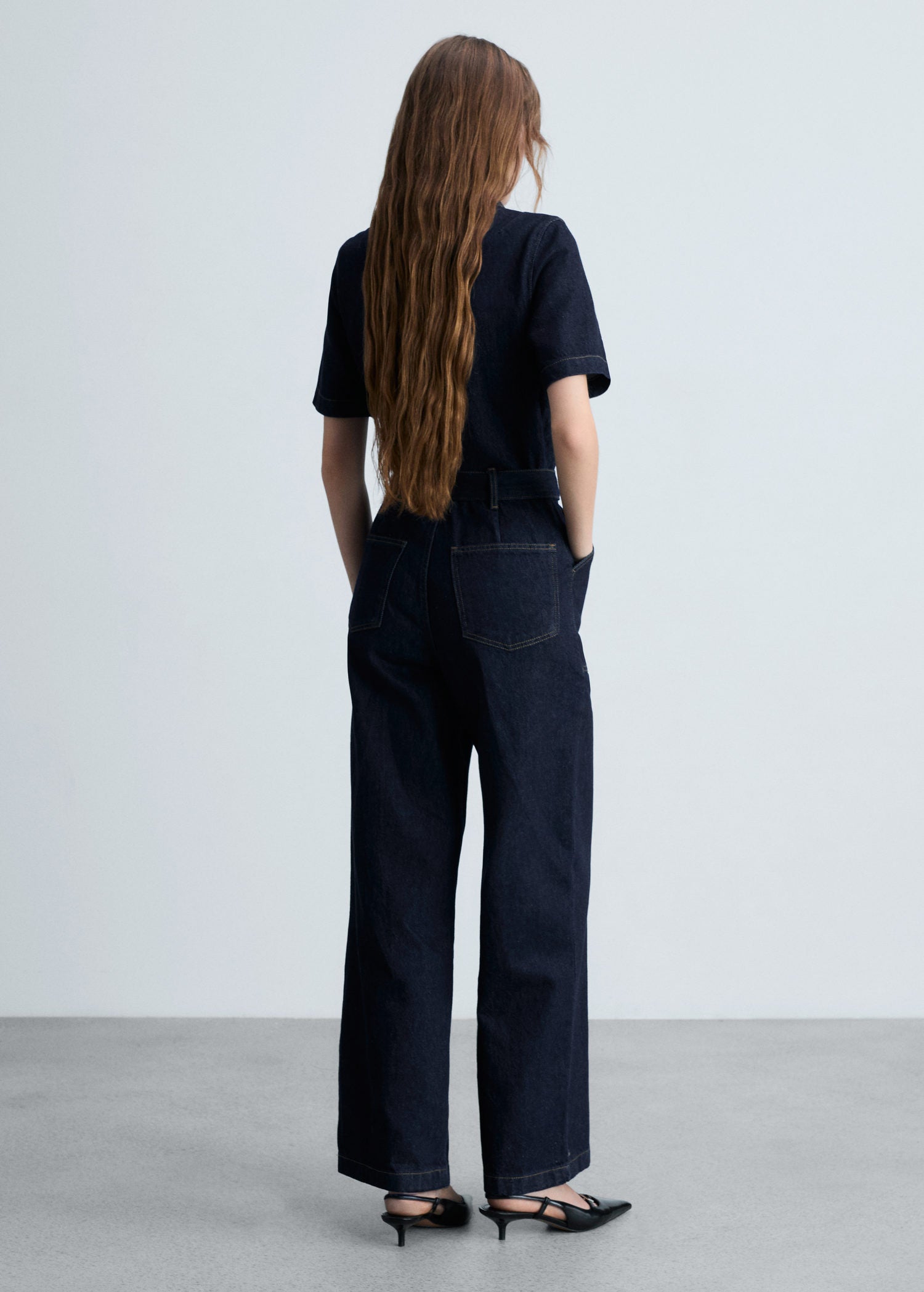 Mango Denim jumpsuit belt - Open Blue 4 Shaws Department Stores