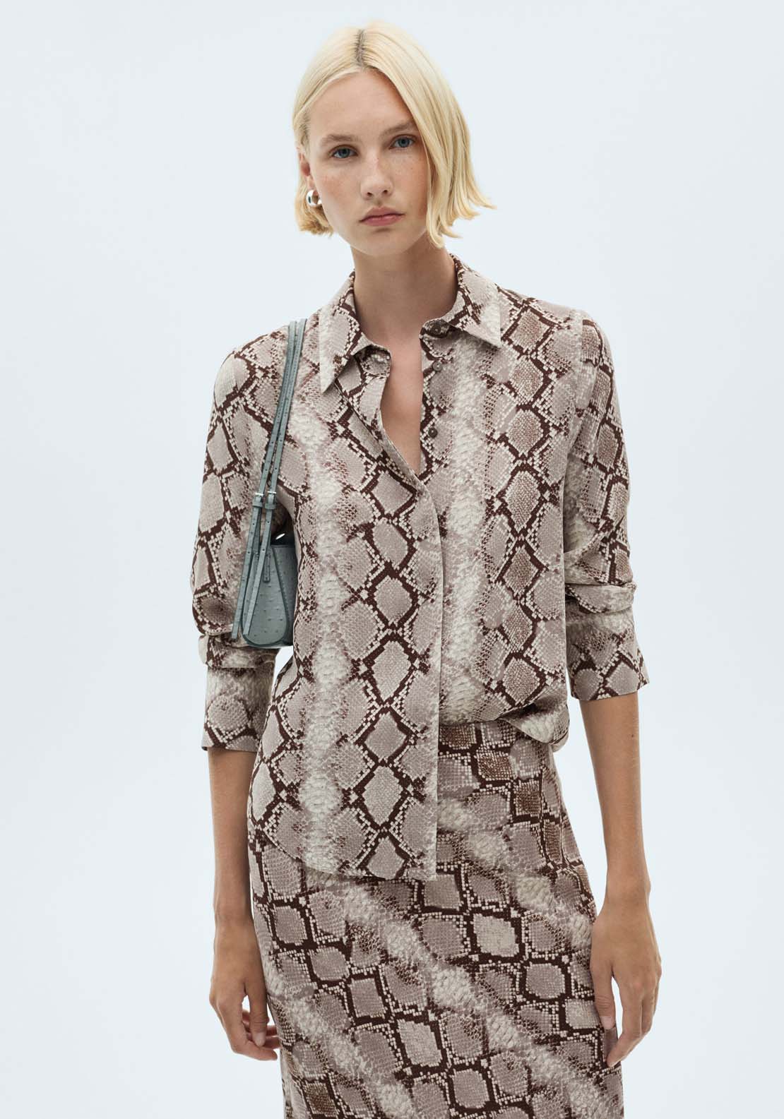 Mango Snake print shirt - Brown 5 Shaws Department Stores