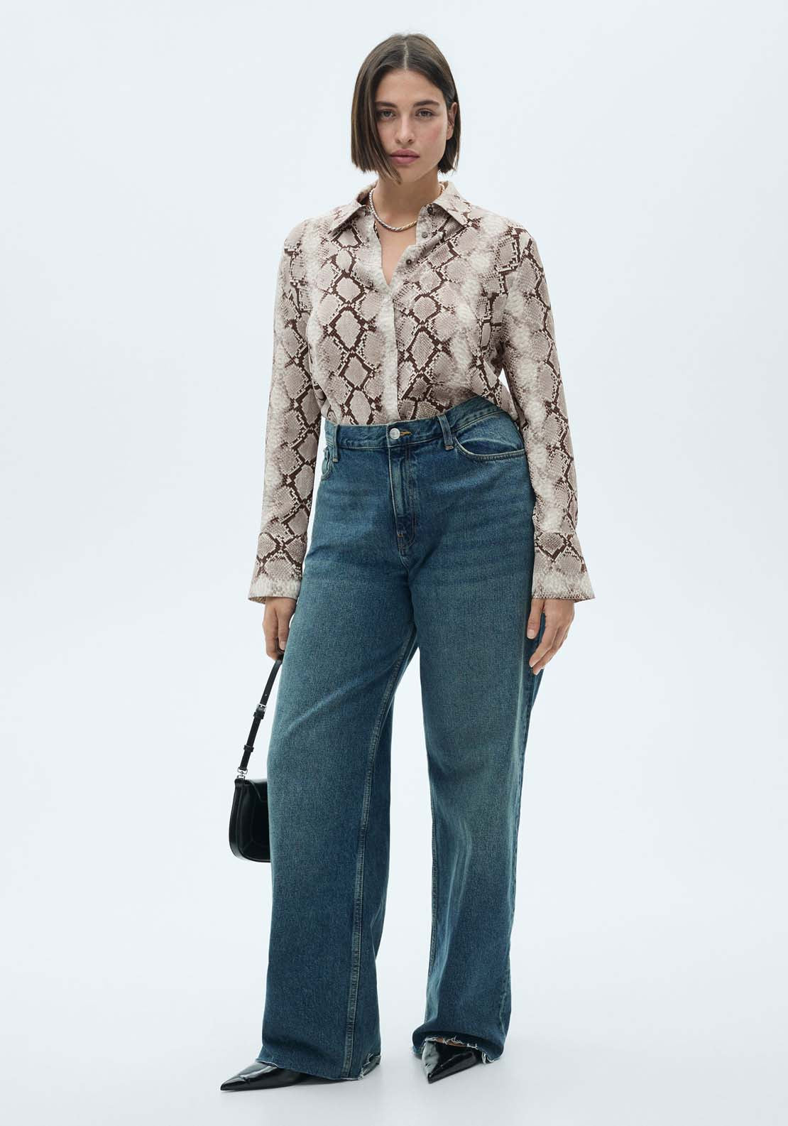 Mango Snake print shirt - Brown 1 Shaws Department Stores