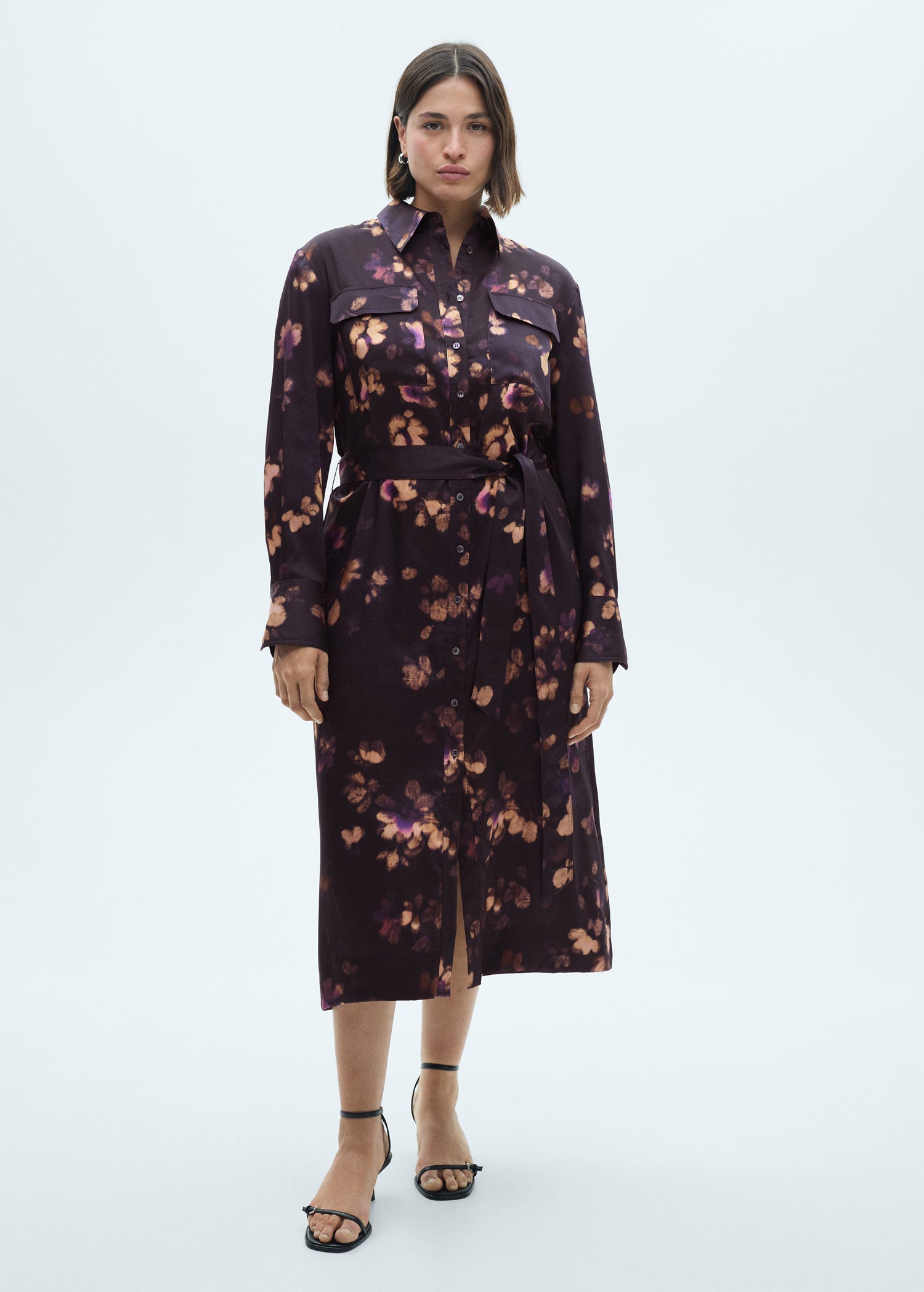Mango Printed shirt dress - Medium Purple 1 Shaws Department Stores