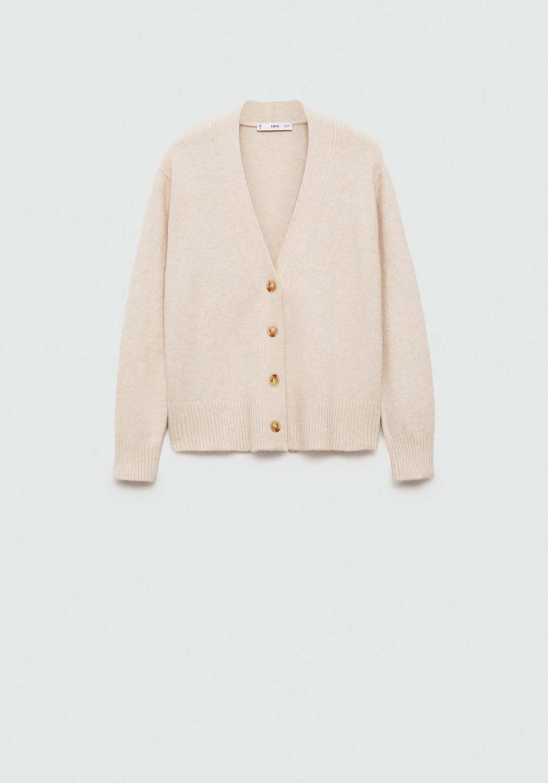 Mango Button knit cardigan - Light/pastel Brown 7 Shaws Department Stores
