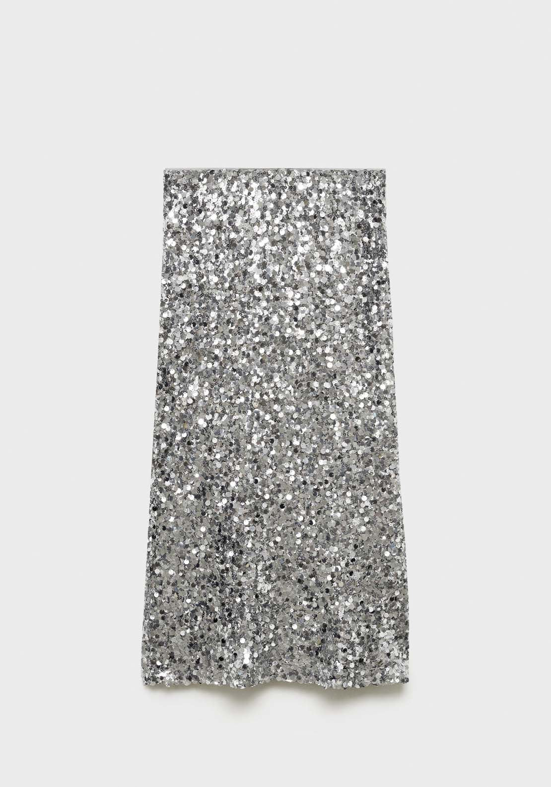 Mango Sequin midi skirt - Silver 5 Shaws Department Stores
