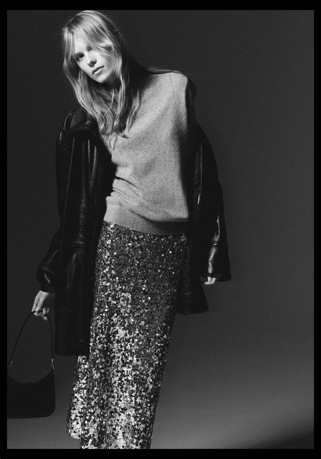 Mango Sequin midi skirt - Silver 6 Shaws Department Stores