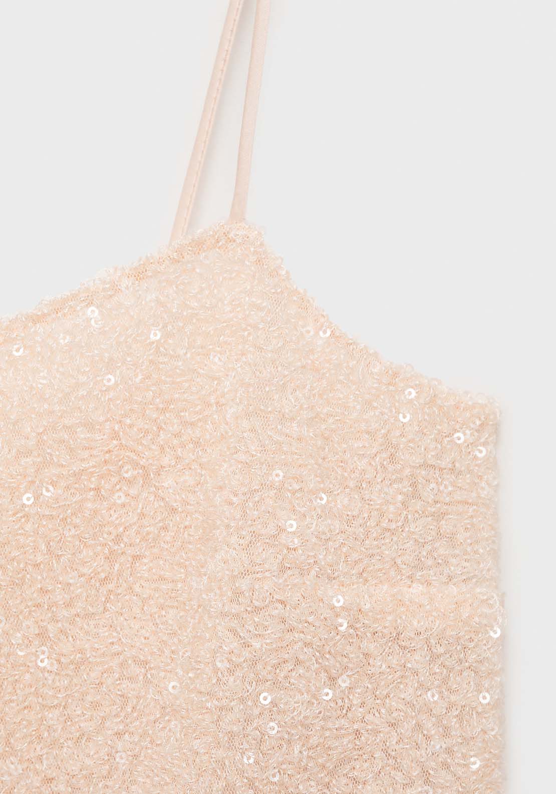 Mango Sequin top with spaghetti strap - Light/pastel Pink 5 Shaws Department Stores